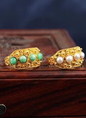 女士款简约花丝镶嵌珍珠