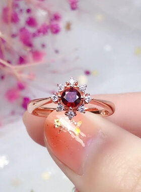 太阳花莫桑酒红石榴色女戒日系精