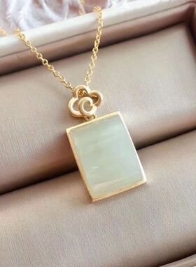 白玉女款古法金925镶羊脂白玉弧