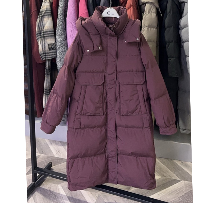 可路莎247816大版羽绒服 冬季新品连帽立领插袋长款羽绒服 休闲款