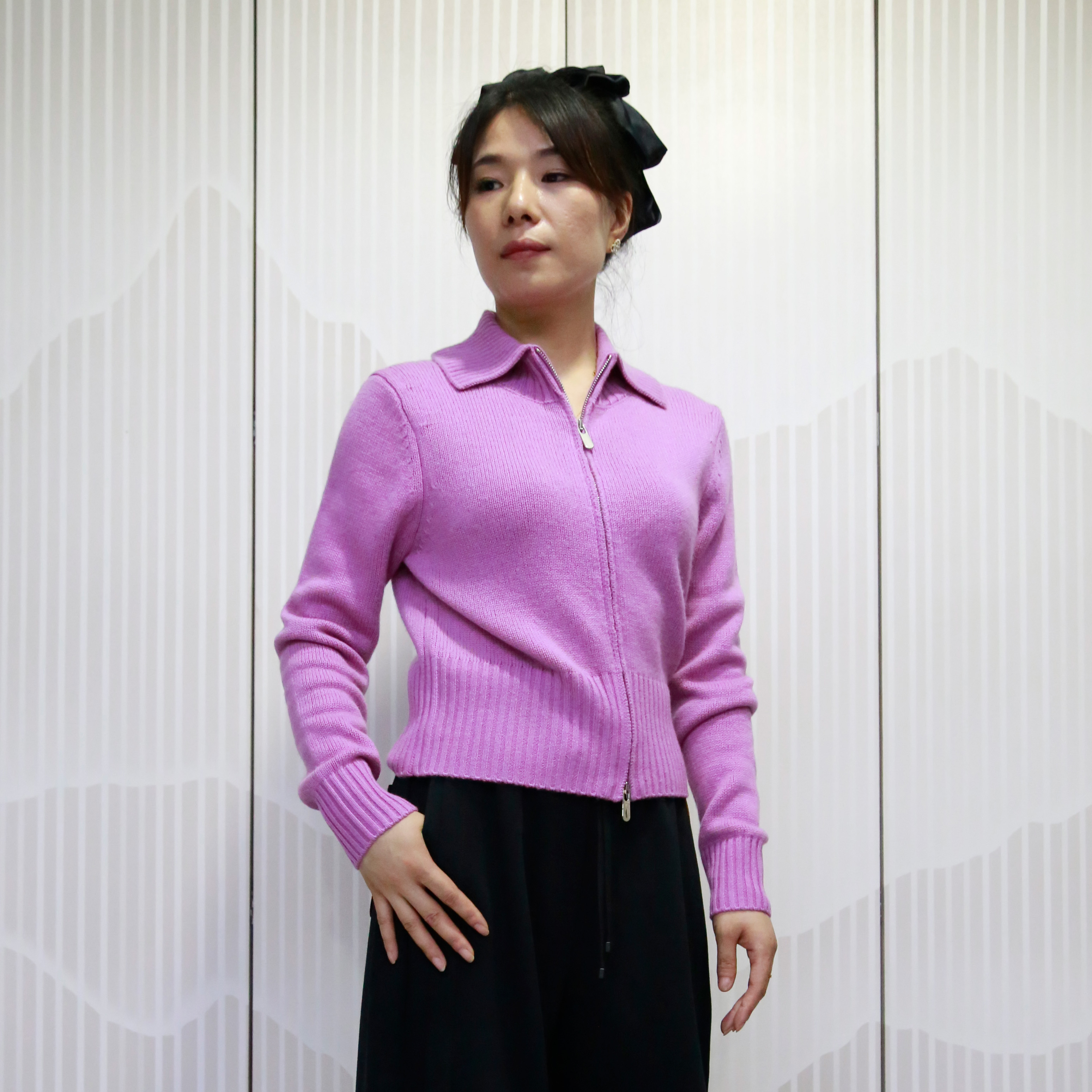 可路莎249612款翻领毛衫 冬新品休闲短款羊毛针织外套 开衫女上衣