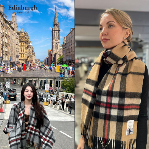Edinburgh秋冬男女宽版羊毛围巾