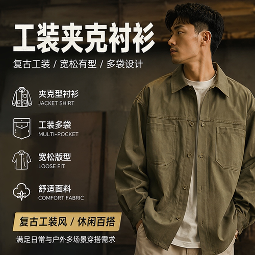 Cityboy工装衬衫男春秋亲肤透气