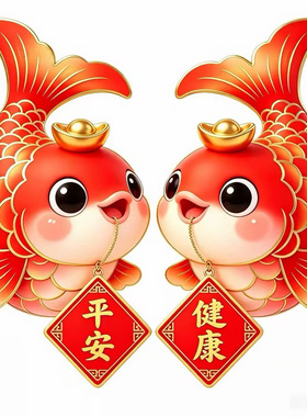 招财进宝好运红色锦鲤自粘贴纸客厅墙面玻璃冰箱防水喜庆春节贴画