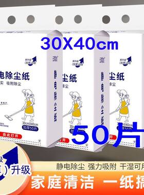 静电除尘纸30*40加大加厚宠物毛发清洁纸干湿两用一次性地板清洁