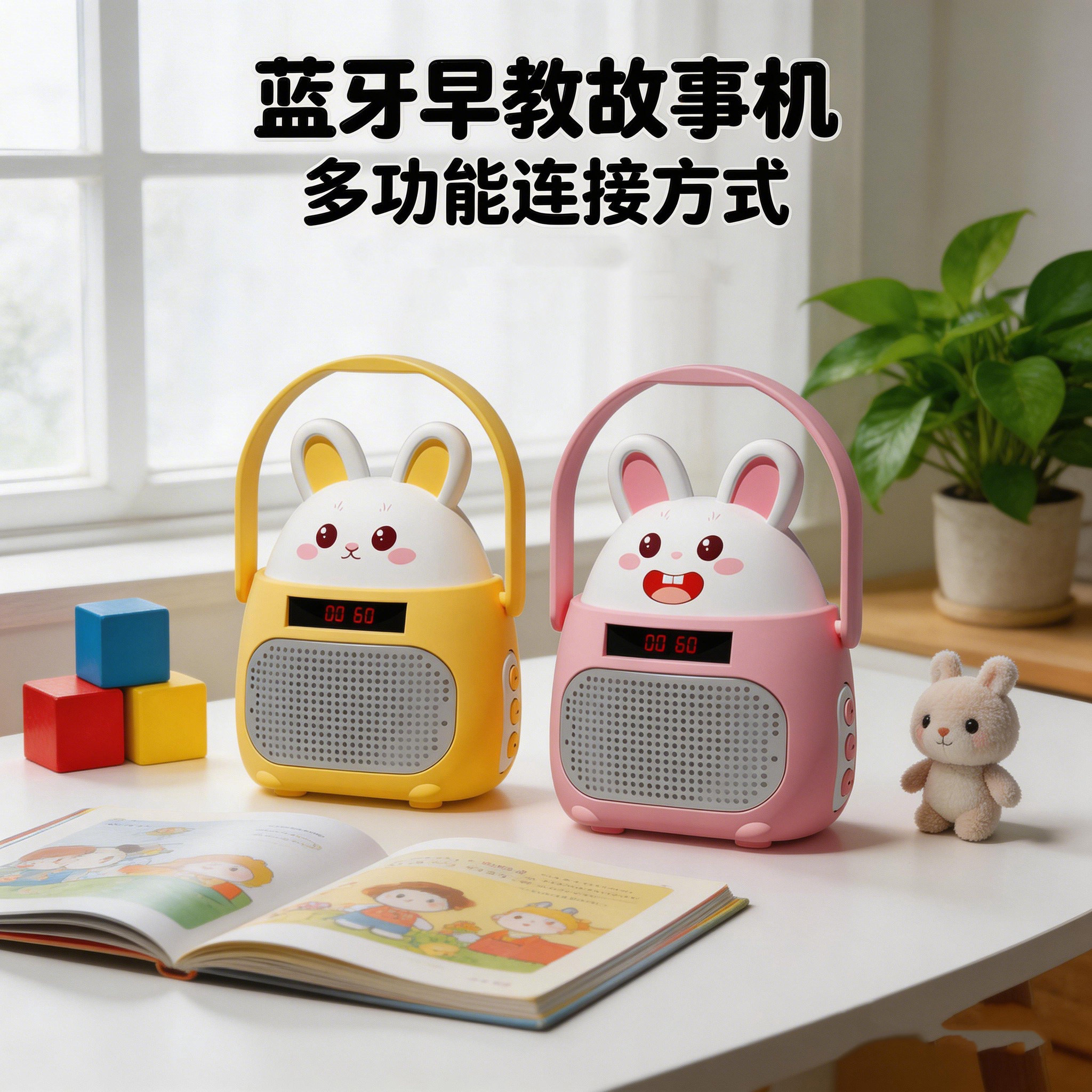 儿童早教故事机小兔子睡前故事宝宝学习英语早教机蓝牙连接3-6岁
