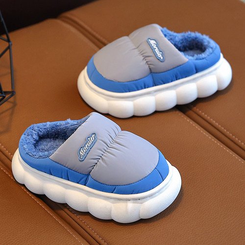 儿童棉拖鞋秋冬中大童保暖加绒加厚软底防滑防水羽绒居家宝宝棉鞋