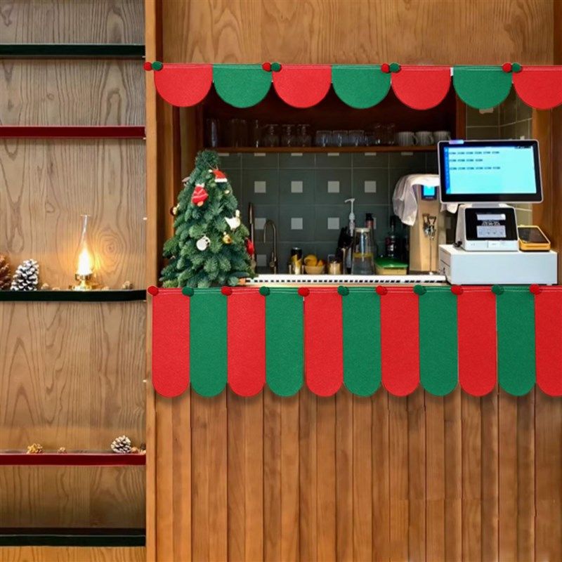 圣诞节氛围布置长条围边门店铺柜台橱窗拉花christmas装饰品挂饰