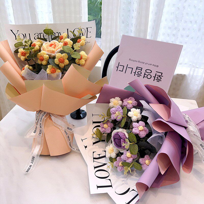 情人节礼物创意手工针织毛线玫瑰花束生日礼物送女生闺蜜圣诞花束