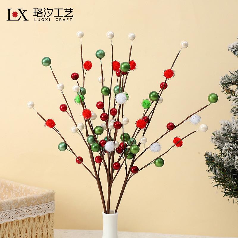 跨境果子装饰摆件拼接圣诞装饰品手卷创意组合圣诞树藤条插花装饰