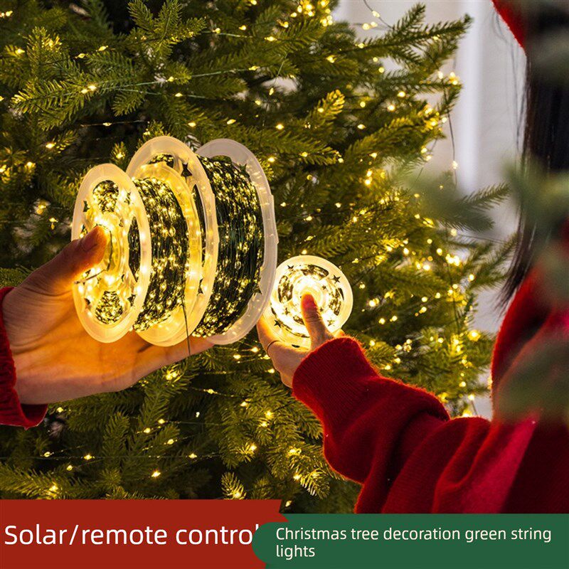 圣诞树led灯圣诞氛围灯太阳能彩灯装饰星星灯遥控小星星闪灯串灯