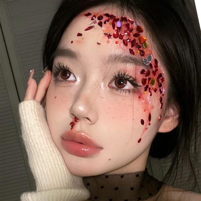 万圣节脸贴妆容贴纸血钻装饰品配饰妆造装扮化妆道具假血浆纹身贴