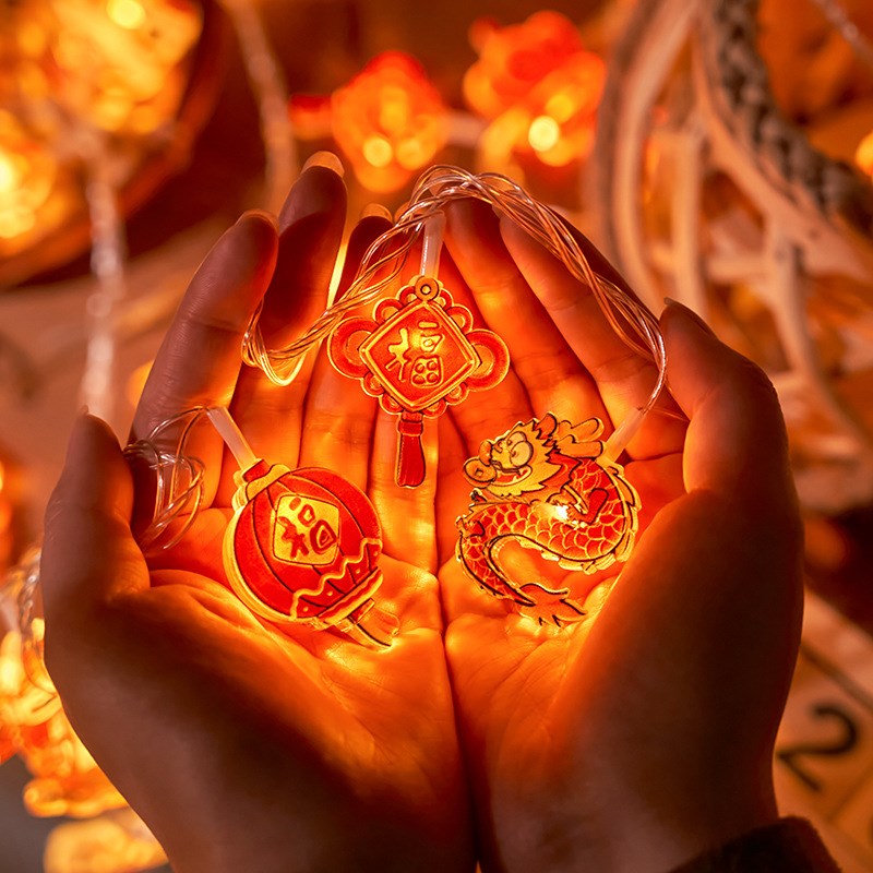 led灯串房间彩灯布置过年红灯笼氛围装扮挂饰春节福字新年装饰灯