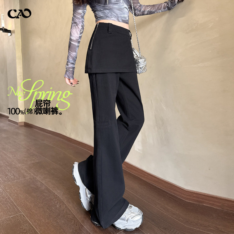 假两件微喇牛仔裤女2026春季新款图片