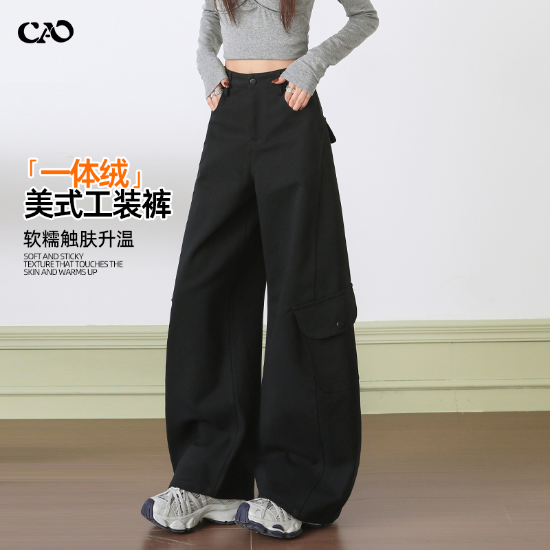 弯刀牛仔裤女秋冬款加绒镰刀水洗