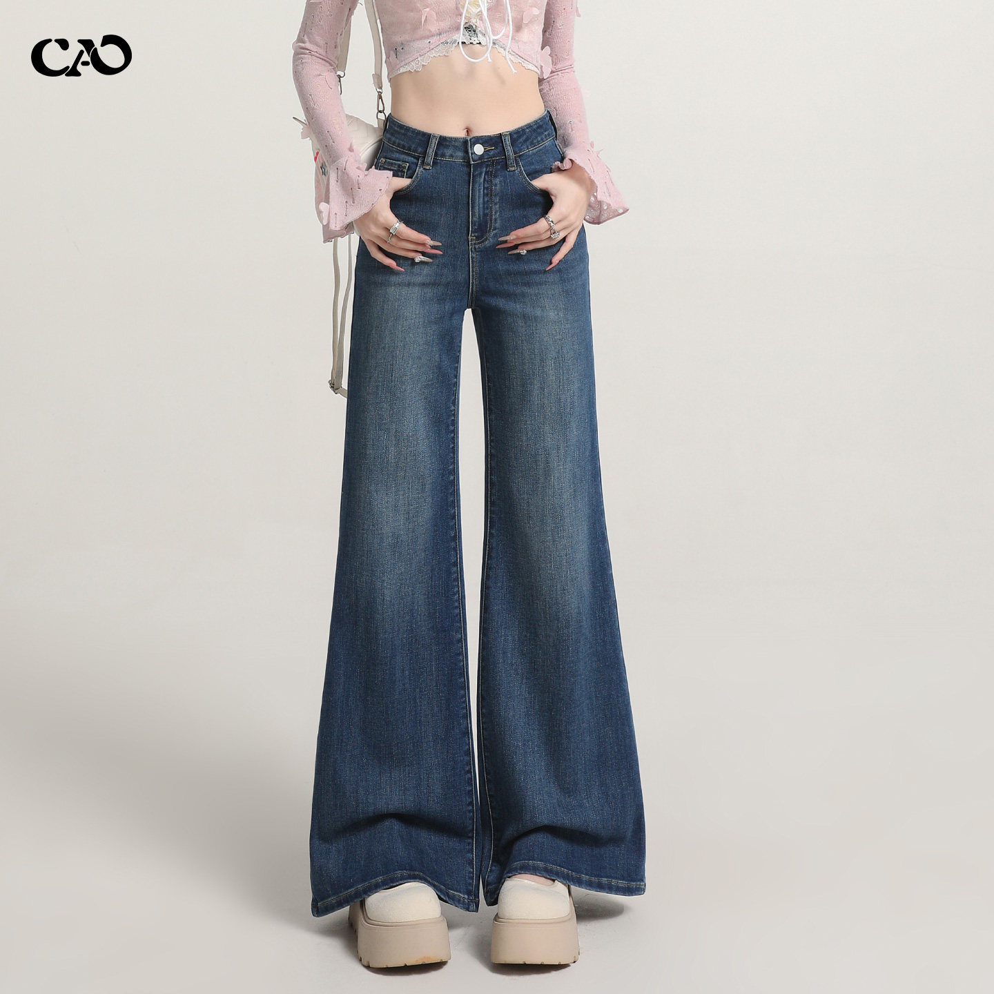 微喇牛仔裤女春秋新款莱赛尔高腰垂感美式复古宽松阔腿马蹄喇叭裤,女装/女士精品,牛仔裤,淘宝优惠券,粉丝福利购,淘宝优惠卷