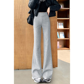 女灰白色夏季 春秋2025新款 薄款 微喇裤 高腰小个子微辣喇叭运动卫裤