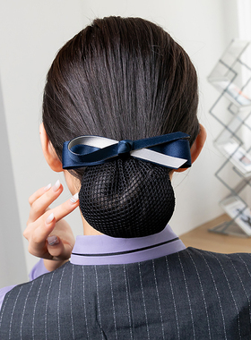 护士头花网兜盘发网女空姐空乘盘头饰职业发夹银行员工作顶夹黑色