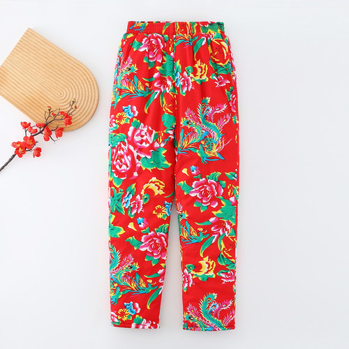 大花布丝绵棉裤加厚保暖