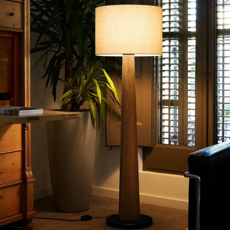 侘寂中古风实木设计师款落地灯