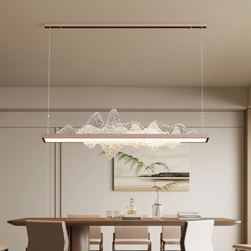 新中式茶室吊灯中国风禅意冰山设计师艺术餐厅灯吧台岛台茶桌灯具