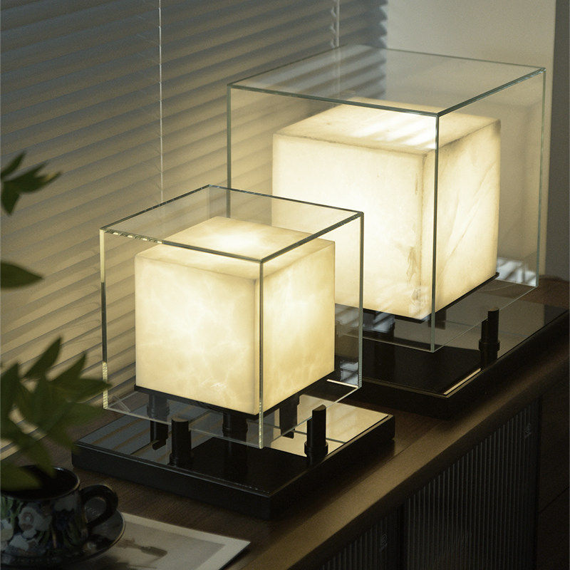 设计师天然云石卧室台灯复古现代样板房酒店前台客厅书房书桌台灯