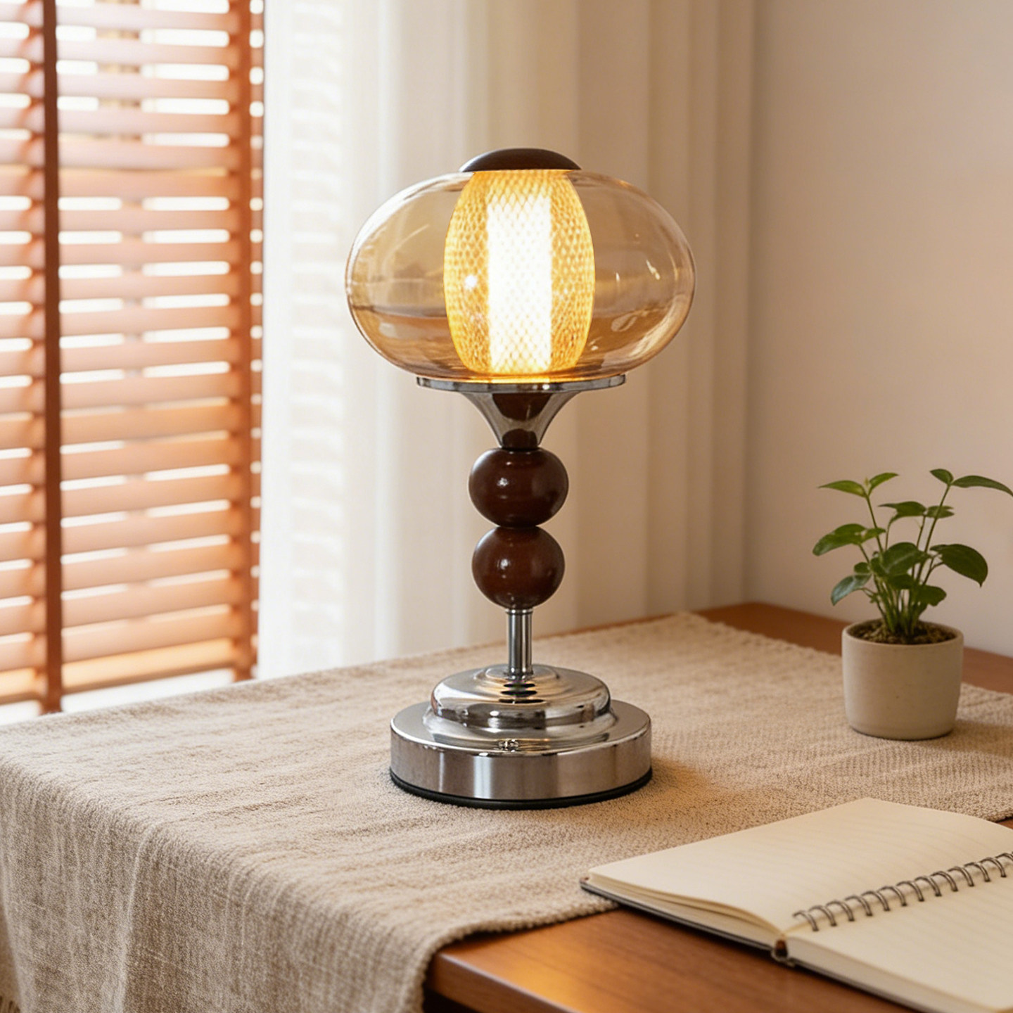 中古实木宫廷台灯充电触摸书房卧室床头灯户外露营小夜灯圣诞礼物