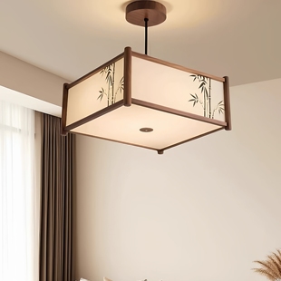 新中式宋代美学竹叶禅意简雅实木餐厅吧台过道玄关卧室床头小吊灯