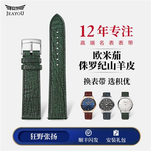 积优侏罗纪d手表带男适用欧米茄海马300600AT150世界时山羊真皮