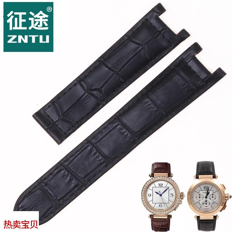 适配原厂征途适合卡地亚帕莎pasha凹口表带配件折叠扣真皮牛皮带