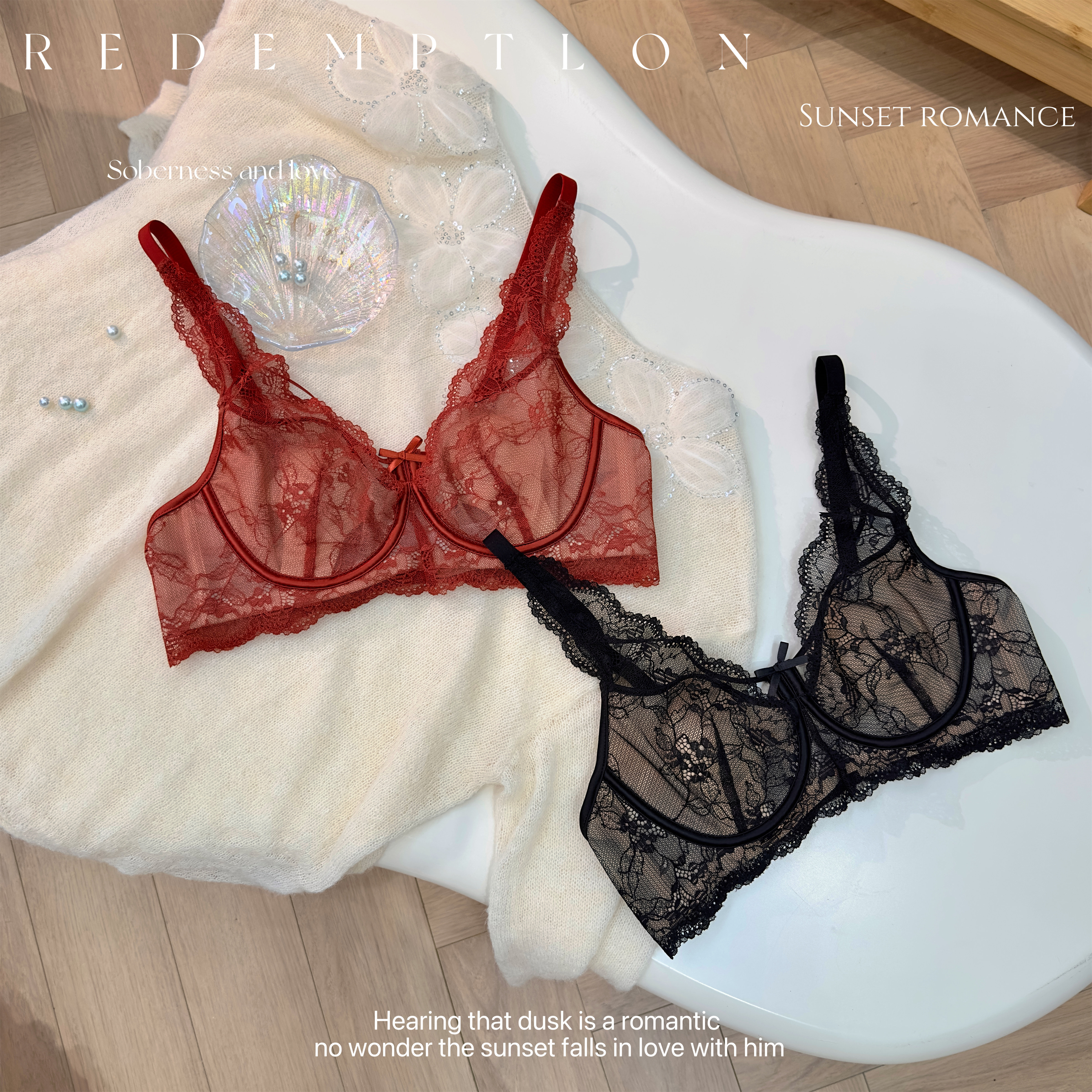 本命年红色性感蕾丝花边文胸套装女聚拢超薄软钢圈内衣性感内衣