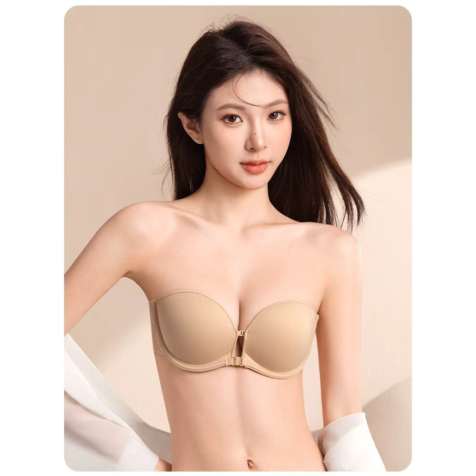 夏季无痕无肩带聚拢防滑文胸