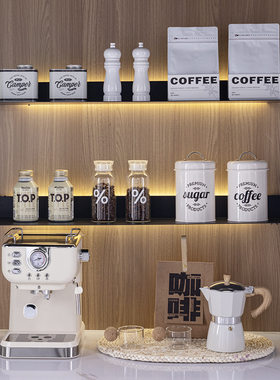 奶油风咖啡主题咖啡机软装摆件搭配样板房餐边柜售楼部水吧区饰品