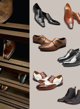 样板房衣帽间尖头男皮鞋衣柜陈列摆件道具软装饰品商务英伦风男鞋