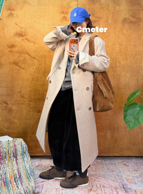Cmeter【宽落肩】全羊毛气场经典西装长款外套毛呢外套女