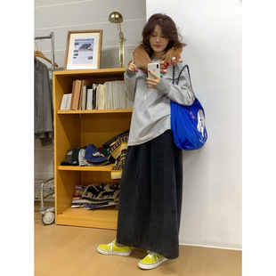 cmeter【穿整个秋冬】全羊毛密实新款百搭深灰色长款半身裙