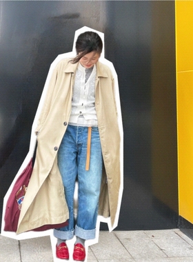 CMETER新款经典风长款宽松优雅单层风衣外套