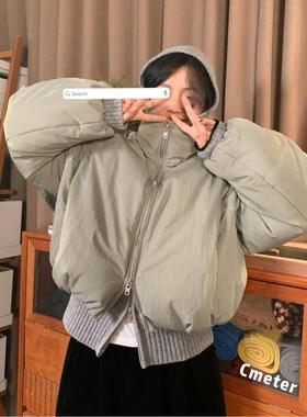 CMETER小个子简约轻盈保暖下摆抽褶短款羽绒服女