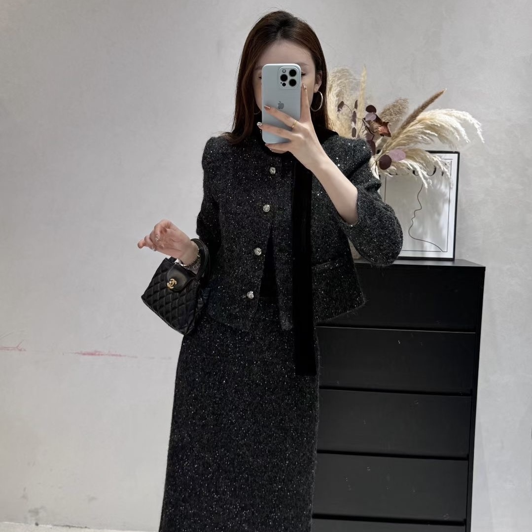 韩剧女主角亮闪闪小香风套装女秋