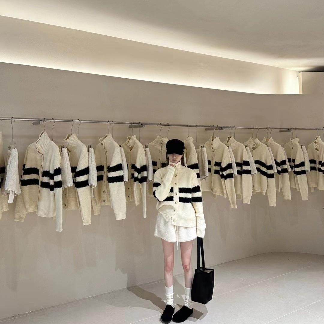 nibiezou你别走撞色条纹针织外套