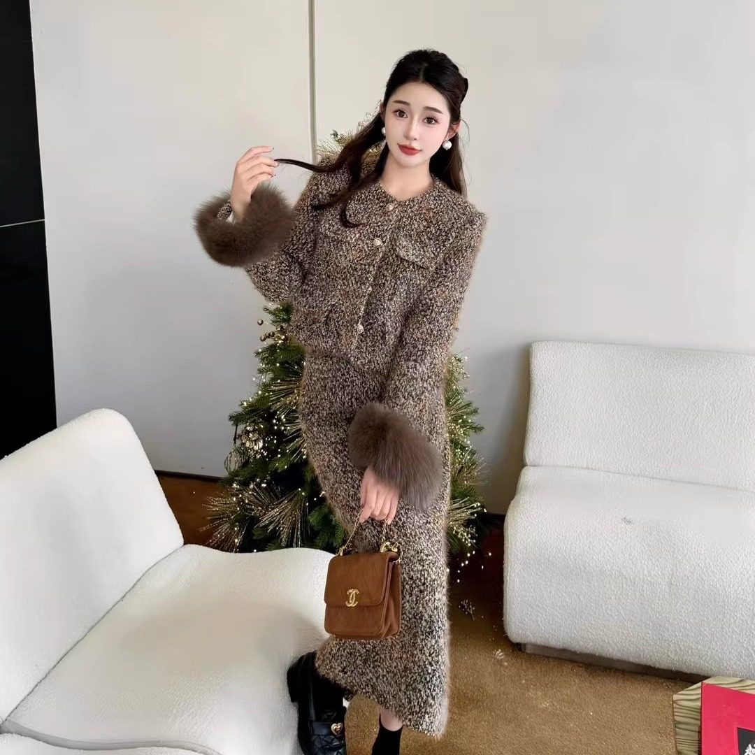 轻奢狐狸毛羽绒服小香风外套+名媛气质高腰显瘦半身裙两件套女冬,女装/女士精品,时尚套装,淘宝优惠券,粉丝福利购,淘宝优惠卷