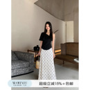 复古波点缎面印花半身裙女夏2025新款 鹿见喜 小众简约高腰a字长裙