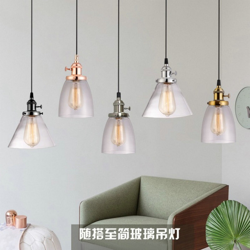 跨境复古loft工业风创意个性简约酒吧led灯北欧服装玻璃吊灯