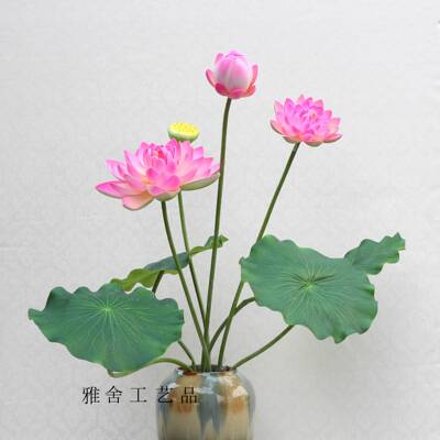 仿真荷花手感EVA荷花落地摆饰装饰花8叉荷花