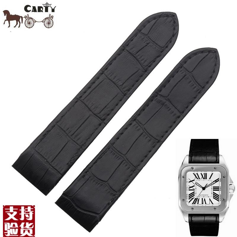 原装适配真皮适配卡地亚山度士santos桑托斯皮表带黑202324mm男