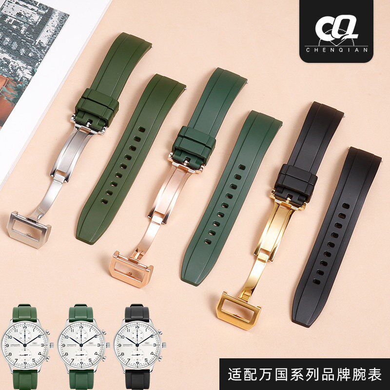 氟橡胶表带男适配IWC万国飞行员柏涛菲诺葡萄牙葡T计葡七7硅胶表