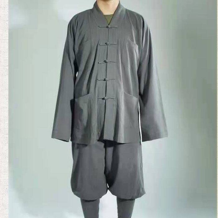 亚麻棉短褂免绑腿出家师和尚服佛衣比丘尼比丘小褂春秋款了相