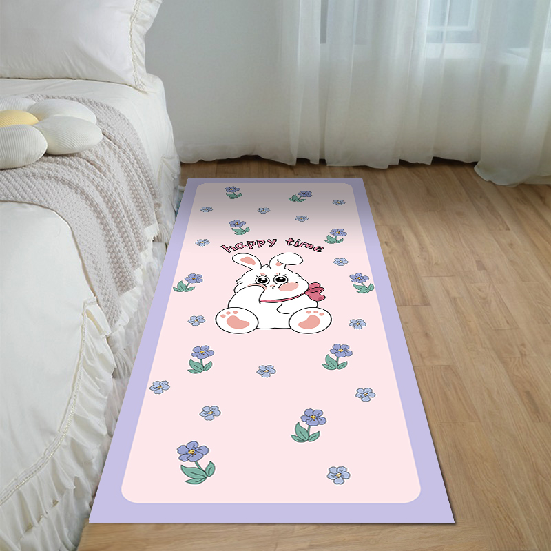 小清新卧室床边地毯防滑隔音