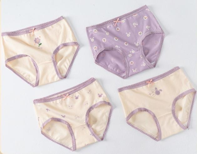 4条Girls' underwear儿童内裤纯棉夏季薄女童透气三角裤抗菌底裤