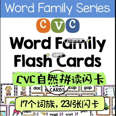 幼儿英语启蒙CVC Word Family Flash Card垫子版pdf打印自然拼读